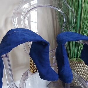 Scene Weaver Blue Heeled Boots with Elegant Design